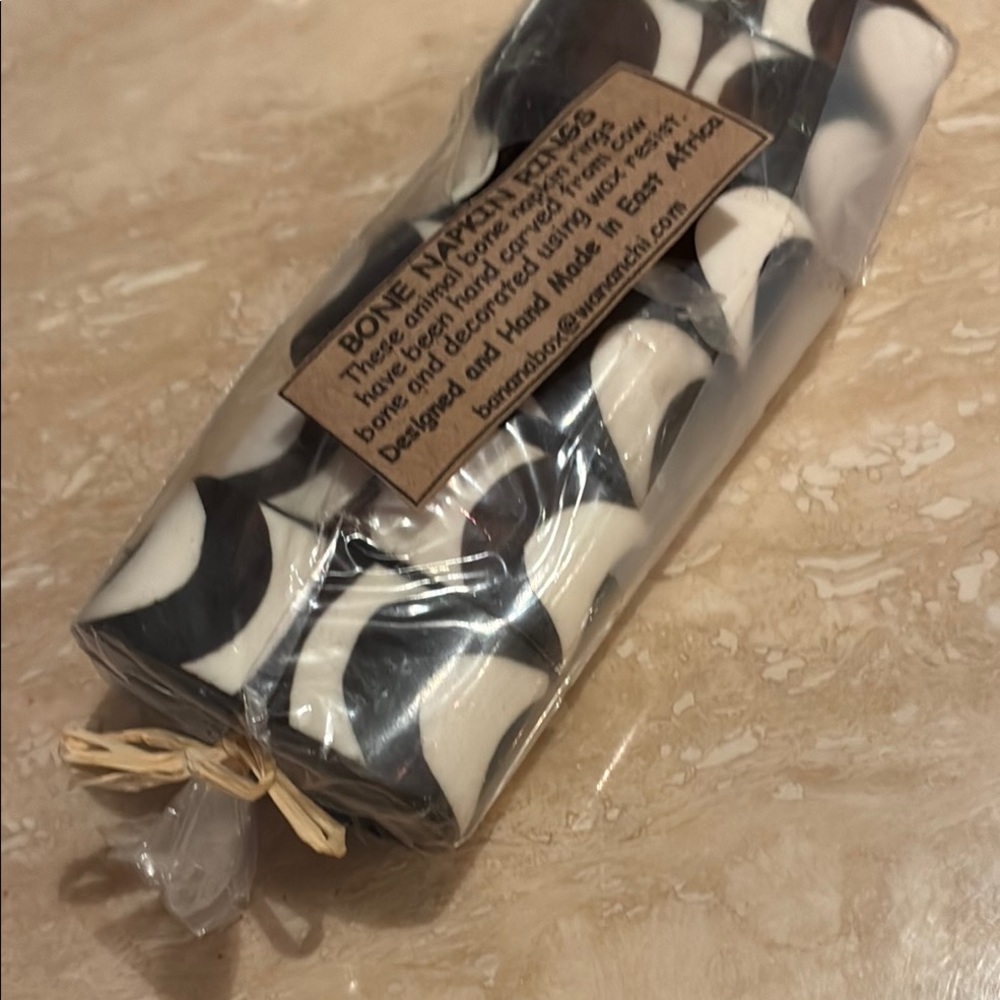 Handmade in East Africa monochrome Animal Bone Napkin Rings